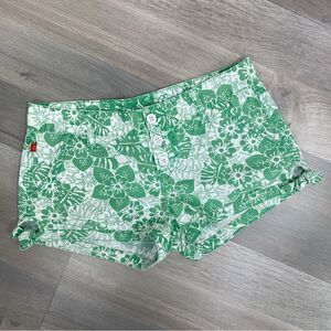 Bongo Tropical Print Button Fly Chino Shorts Green White Juniors 5